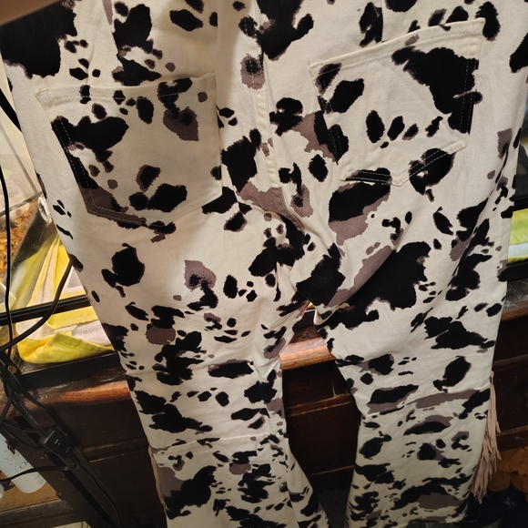 Peach Love California Black and White Cow Print Pants - Picture 2 of 3